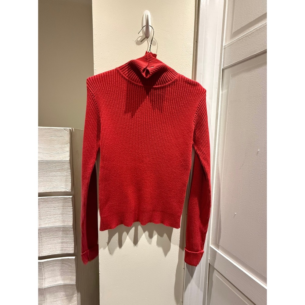 Polo Jeans Co Ralph Lauren Red Ribbed Turtleneck Sweater Cotton Women Medium